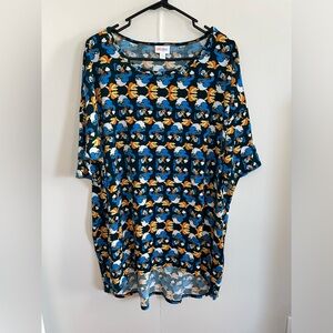 LuLaRoe x Disney Donald Duck Print Short Sleeve Irma Tunic Size 2X